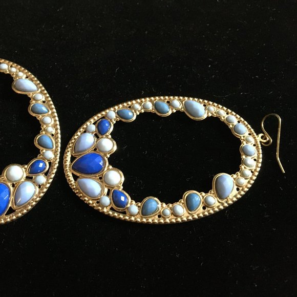 Pierced Earrings Vintage Retro Large Hoops Blues Women's Jewelry Costume   SALE! - Picture 8 of 15